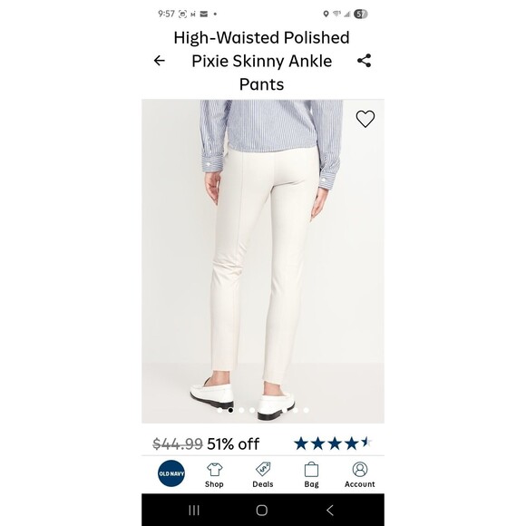 NWT Women's Old Navy Extra High Waist Polished Pixie Skinny Ankle Pants Size 4 - Picture 8 of 8
